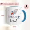 Schulkind 2024 Rakete Tasse Personalisiert mit Wunschnamen Kindertasse mit Namen zur Einschulung