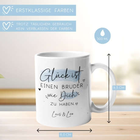 Personalisierte Tasse mit Spruch Glück ist einen Bruder wie dich zu haben zum Geburtstag, Geschenk, Ostern, Weihnachtsgeschenk,Wunschnamen