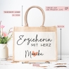 Erzieherin mit Herz - Personalisierte Tasche Jute - Geschenk Juteasche Abschiedsgeschenk Schule Kindergarten - Beste Erzieherin Wunschtext