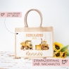 Schulkind Tasche 2024, Baustelle Kipper & LKW, Schultasche, Geschenk Einschulung, personalisierte Jutetasche, Einschulungsgeschenk