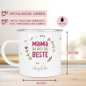 Personalisierter Emaille-Becher/Tasse zum Muttertag: Mama, du bist die Beste mit [Wunschname].Ein Geschenk für Geburtstag oder Dankeschön.