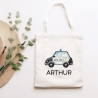 Polizeiauto Streifenwagen Stofftasche Personalisiert mit Namen. Polizeifahrzeug für Schule | Wäschebeutel Wechselwäsche | Mädchen & Junge