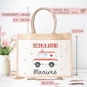 Krankenwagen Schulkind Tasche Wunschnamen 2024 | 100% Jute | RTW Rettungsfahrzeug | Geschenk Einschulung | Schultüte personalisiert | Schule