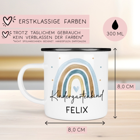 Kindergartenkind Geschenk zum Kindergartenstart Kindergartenkind Tasse Kita Start Tasse Kindergarten Personalisiert Emaille Tasse Becher