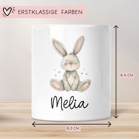 Personalisierte Kinder Spardose Hase Tier mit Namen optional mit Datum - Braun - Geschenk für Junge & Mädchen zum Geburtstag Weihnachten