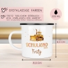 Schulkind LKW Kipplaster Emaille-Tasse für Schulkinder Einschulung Schulanfang  - personalisiertes Kindergeschirr mit Namen