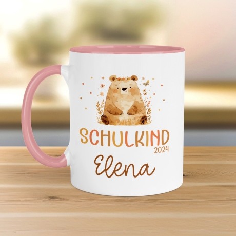 Bär Kindertasse Schulkind 2024 Name Kakao Tasse Kind Kindergeschirr personalisiert Kinder Geschenk Geburtstagsgeschenk