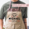 Grillschürze Chefkoch personalisiert für Männer mit Name Kunstleder Applikation zum Geburtstag - Weihnachten Baumwollschürze, Küchenschürze