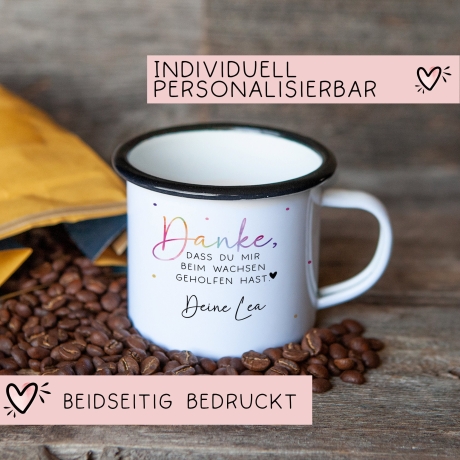 Danke das du mir beim Wachsen geholfen hast. Abschiedsgeschenk für Erzieherin Geschenk Abschiedsgeschenk Lehrerin Emaille Becher.