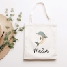 Stofftasche Delfin Delphin Personalisiert und Namen. Meer. Für Kindergarten und Schule - Wäschebeutel Wechselwäsche KITA | Mädchen & Junge