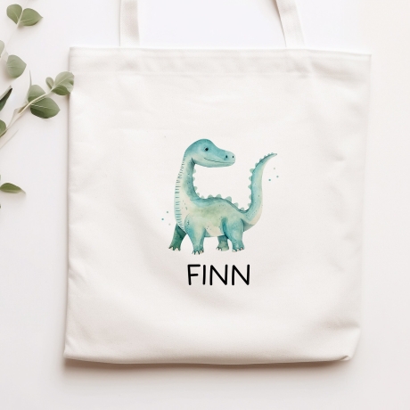 Kinder-Beutel Stoffbeutel Dinosaurier Dino Wunschname Stofftasche Tasche personalisiert als Sporttasche, Wechselwäsche, Schule, Kindergarten