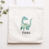 Kinder-Beutel Stoffbeutel Dinosaurier Dino Wunschname Stofftasche Tasche personalisiert als Sporttasche, Wechselwäsche, Schule, Kindergarten