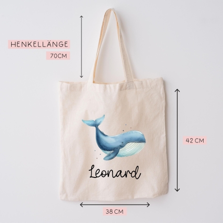 Turnbeutel Wäschebeutel Wal Blauwal - Personalisiert - Wunschnamen - Schule - mit Name - Rucksack - Wechselkleidung - Weihnachten