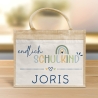 Endlich Schulkind 2024 personalisiert mit Namen Tasche Schultasche, Geschenk Einschulung, personalisierte Jutetasche, Einschulungsgeschenk