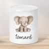 Spardose mit Namen Elefant Tier Personalisiert optional mit Datum - Grau - Geschenk für Junge & Mädchen zum Geburtstag Weihnachten Firmung