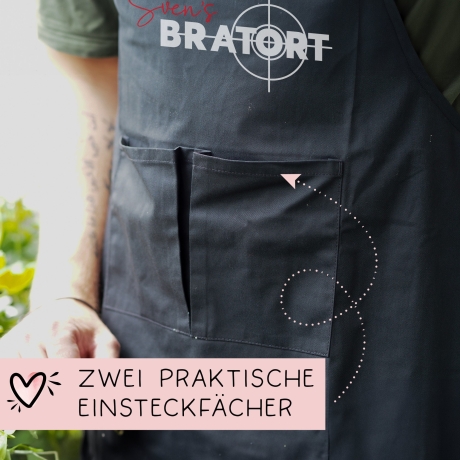 Grillschürze personalisiert Bratort für Männer mit Name & Kunstleder zum Geburtstag - Weihnachten Baumwollschürze, Küchenschürze, Schürze