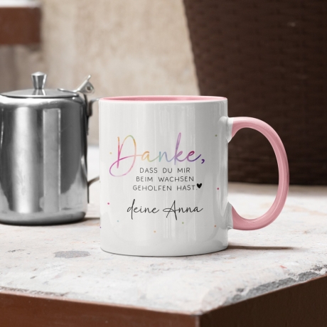 Personalisierte Tasse - Danke dass du mir beim wachsen geholfen hast - Erzieherin Tasse - Tasse Erzieherin Abschied - Wunschnamen - Geschenk