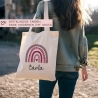 Regenbogen Lila Stofftasche Tasche Kinder-Beutel mit Namen als Sporttasche, Wechselwäsche, Tragetasche - Kita, Schule & Kindergarten - 02