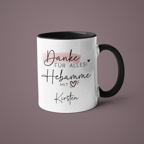Hebamme mit Herz personalisierte Tasse - Danke für Alles! Geschenkidee mit Wunschtext - Geschenk - Hebamme Dankeschön - Schwangerschaft