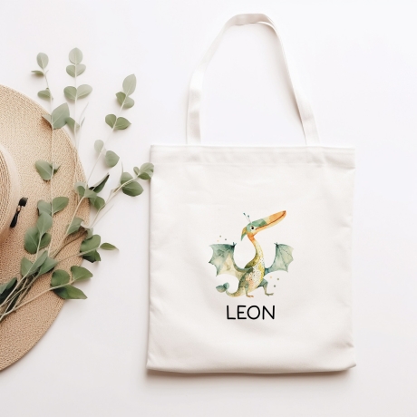 Stofftasche Tasche Dinosaurier Dino Pteranodon personalisiert Kinder-Beutel als Sporttasche, Wechselwäsche, Stoffbeutel Kita, KIGA & Schule