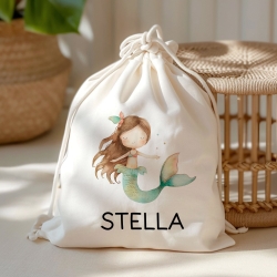 Sportbeutel Meerjungfrau Personalisiert | Nixe mit Wunschnamen Rucksack Schule, Kindergarten, KITA, Wäschebeutel, Turnbeutel, Wechselwäsche