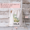 Stoffbeutel Dinosaurier Dino Wunschname Stofftasche Brontosaurus Tasche personalisiert Kinder-Beutel als Sporttasche, Wechselwäsche & Schule