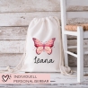 Turnbeutel Schmetterling Personalisiert | Rucksack mit Wunschnamen | Gymbag, Sportbeutel für Schule, Kindergarten, Wäsche, Trainingsbeutel