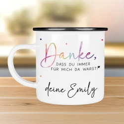 Abschiedsgeschenk Erzieherin Geschenk Abschiedsgeschenk Lehrerin Dankeschön Geschenk Tasse - Danke - Emaille Tasse Becher - Schwarz, Silber