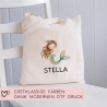 Kindergarten Einschulung Meerjungfrau Kinder-Beutel Stofftasche Personalisiert mit Wunschnamen für Schule, Wäschebeutel, Wechselwäsche