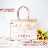 Endlich Schulkind Tasche 2024 personalisiert mit Namen Schultasche, Geschenk Einschulung, personalisierte Jutetasche, Einschulungsgeschenk