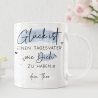 Personalisierte Tasse mit Spruch Glück ist, einen Tagesvater wie dich zu haben. Ideales Geschenk für Geburtstage, Ostern Weihnachten.