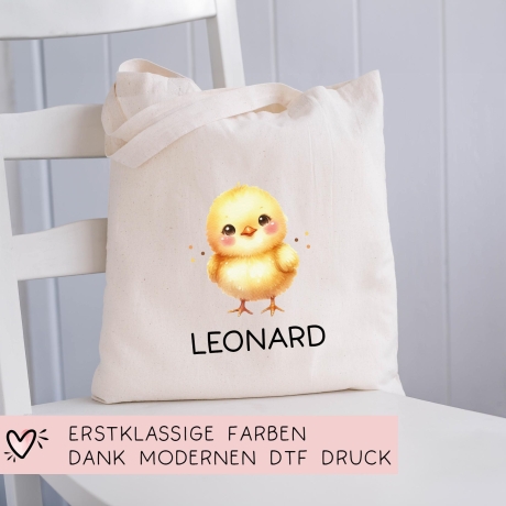 Personalisierter Turnbeutel Küken Wunschnamen | Rucksack für Schule, Kindergarten, KITA , KIGA - als Wäschebeutel, Sportbeutel l Weihnachten