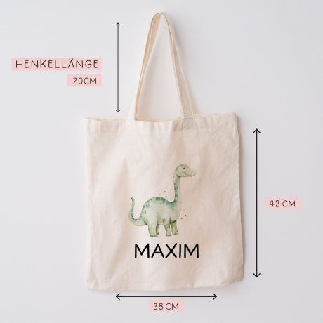 Turnbeutel Brontosaurus Dino Dinosaurier Personalisiert mit Wunschnamen | Rucksack Schule, Kindergarten, KITA, Wäschebeutel, Sportbeutel