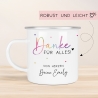 Abschiedsgeschenk Erzieherin Geschenk Abschiedsgeschenk Lehrerin Dankeschön Geschenk Tasse - Danke für alles - Emaille Tasse Becher
