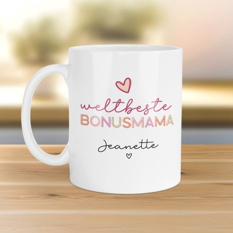 Weltbeste Bonusmama Tasse - Bonus Mama - Geschenk personalisiert -  für Mama, Bonus-Mama, Oma zum Geburtstag - Muttertag - Weihnachten