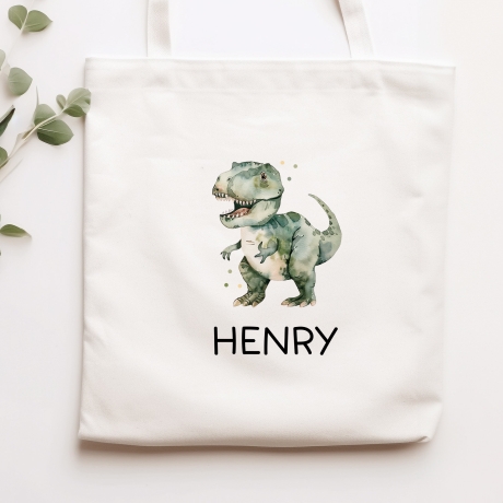 Kinder-Beutel Stoffbeutel Dinosaurier Dino Wunschname Stofftasche Tasche personalisiert als Sporttasche, Wechselwäsche, Schule, Kindergarten