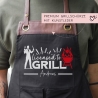 Grillschürze personalisiert Lizenz zum Grillen für Männer mit Name & Kunstleder zum Geburtstag - Weihnachten Baumwollschürze, Küchenschürze
