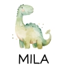Stoffbeutel Dinosaurier Dino Wunschname Stofftasche Brontosaurus Tasche personalisiert Kinder-Beutel als Sporttasche, Wechselwäsche & Schule