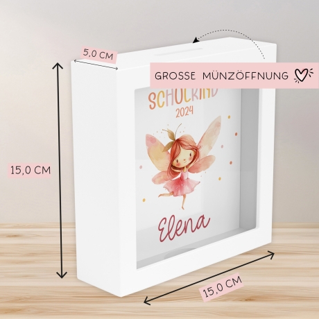 Ballerina Schulkind 2024 Spardose mit Wunschname Fee Name Kind personalisiert Kinder Geschenk Geburtstagsgeschenk Einschulung