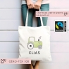 Traktor Grün Baumwolltasche Stofftasche Name - Kinder Beutel Jutetasche Kindertasche & Wunschname - Wechselwäsche - Tragetasche - Jutebeutel