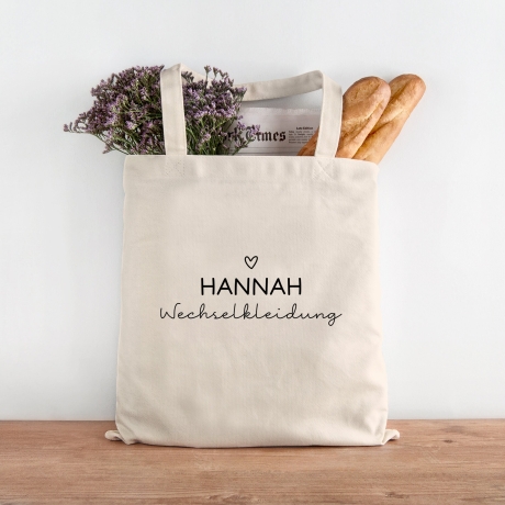 Wechselkleidung Beutel Kita mit Namen - Wechselwäsche - Tasche - Stoffbeutel - Personalisiert Name Tragetasche Henkeltasche Einkaufen