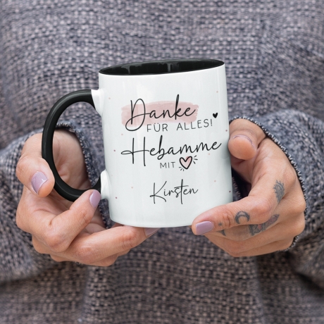 Hebamme mit Herz personalisierte Tasse - Danke für Alles! Geschenkidee mit Wunschtext - Geschenk - Hebamme Dankeschön - Schwangerschaft
