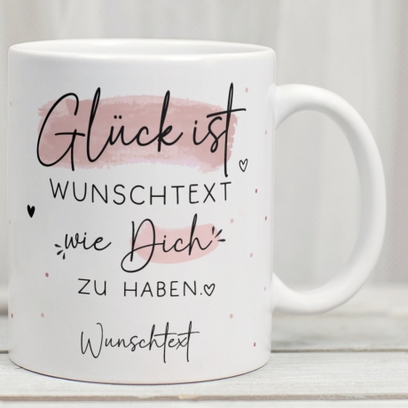 Handgefertigte Personalisierte Glück ist... - Tasse. Mama, Oma, Tante, Schwester, Cousine, Hebamme, Nachbarin, Freundin, Wunschtext & Name