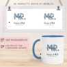Mr & Mrs Tasse Hochzeit personalisiert Becher mit Wunschnamen und Datum – Namenstasse Hochzeitsgeschenk - Braut Bräutigam – Kaffeetasse