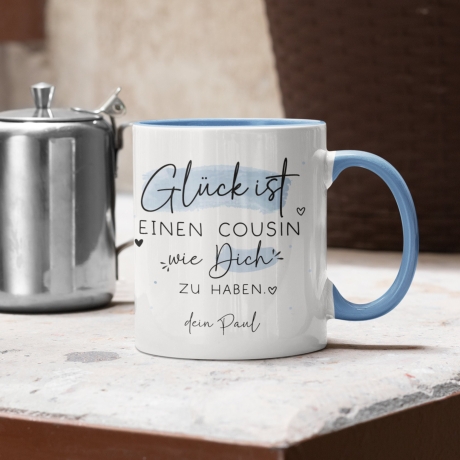 Personalisierte Tasse mit Spruch Glück ist einen Cousin wie dich zu haben zum Geburtstag, Geschenk, Ostern, Weihnachtsgeschenk,Wunschnamen