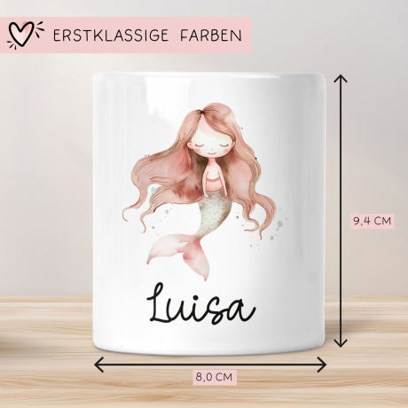 Spardose Meerjungfrau Personalisiert mit Name oder Wunschnamen für Mädchen aus Keramik. Geschenk Taufe, Geburtstag od. Weihnachten - 07