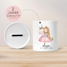 Spardose Einhorn & Prinzessin Name Personalisiert für Mädchen zum Geburtstag, Taufe Kommunion Firmung Konfirmation, Weihnachten - Keramik