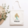 Meerjungfrau Stofftasche Personalisiert Einschulung Kindergarten Wäschebeutel Sportbeutel mit Wunschnamen für Schule, Wechselwäsche