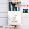 Kinder-Beutel Stoffbeutel Dinosaurier Dino Wunschname Stofftasche Brontosaurus Tasche personalisiert als Sporttasche, Wechselwäsche & Schule