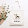 Stofftasche Kuh mit Namen personalisiert Kinder-Beutel als Sporttasche, Wechselwäsche, Stoffbeutel - Kita, Kiga, Schule & Kindergarten